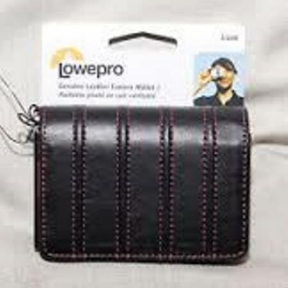 BLACK LEATHER CAMERA CASE orWALLET Pink Stitching